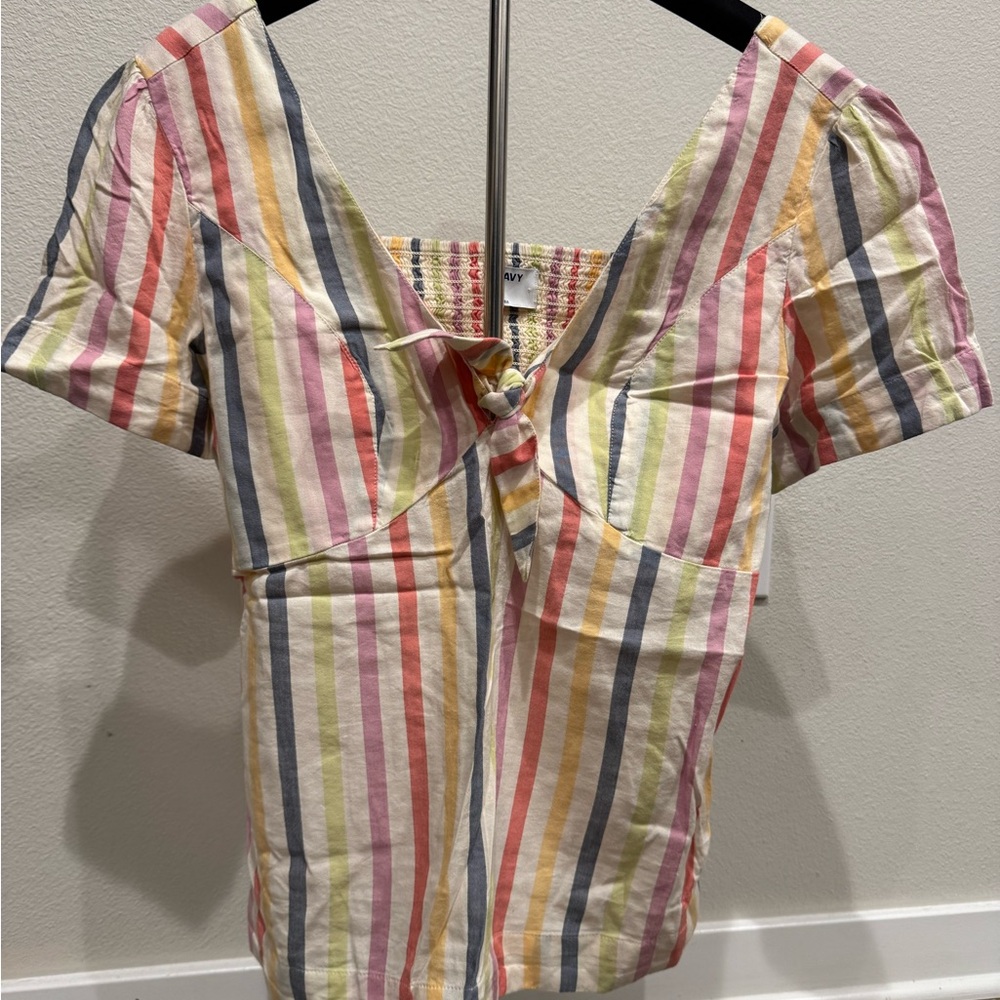 Old Navy Multicolor Striped V-Neck Blouse